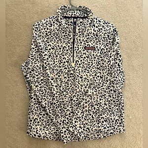 Women’s Vineyard Vines Leopard Print Quarter Zip Shep Shirt Large